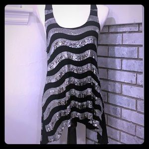 Bebe Black Sequins Tank Tunic Top